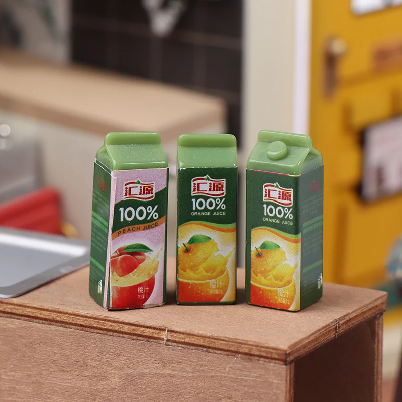 5Pcs 1/12 Dollhouse Simulation Fruit Juice Model Dollhouse Miniature Drinks Bottle Dolls House Kitchen Play Toys Accessories