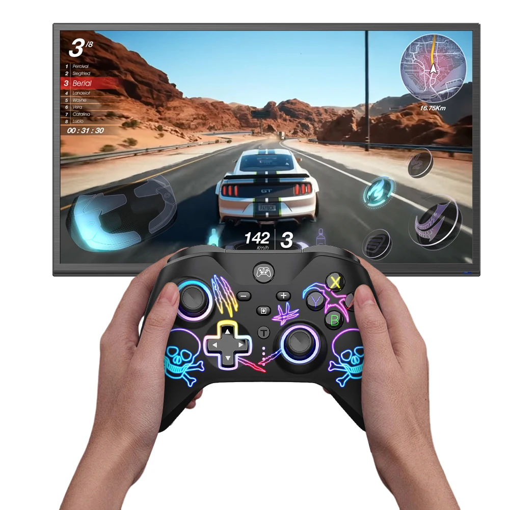 

Wireless Gaming Controller with Turbo/Dual Vibration/6 Axis Gyro Gamepad Controller Gamepad for Switch/Lite/OLED for Android PC