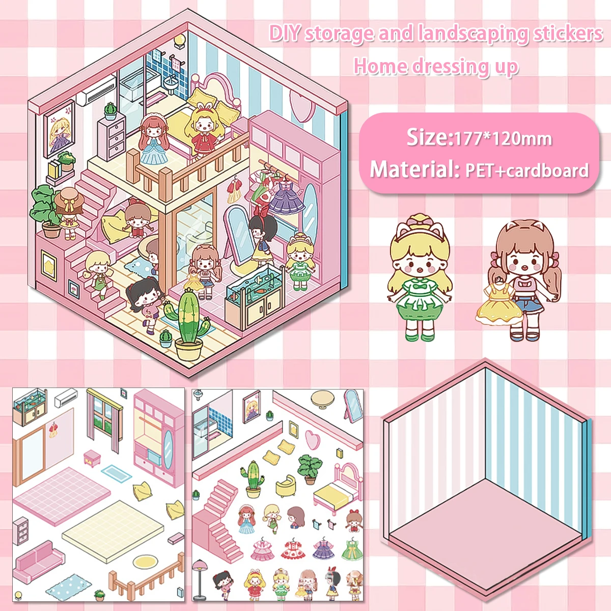 

Набор семь миниатюрных пейзажных наклеек своими руками 2025 - водонепроницаемый ПВХ аквапарк и книги для украшения дома.