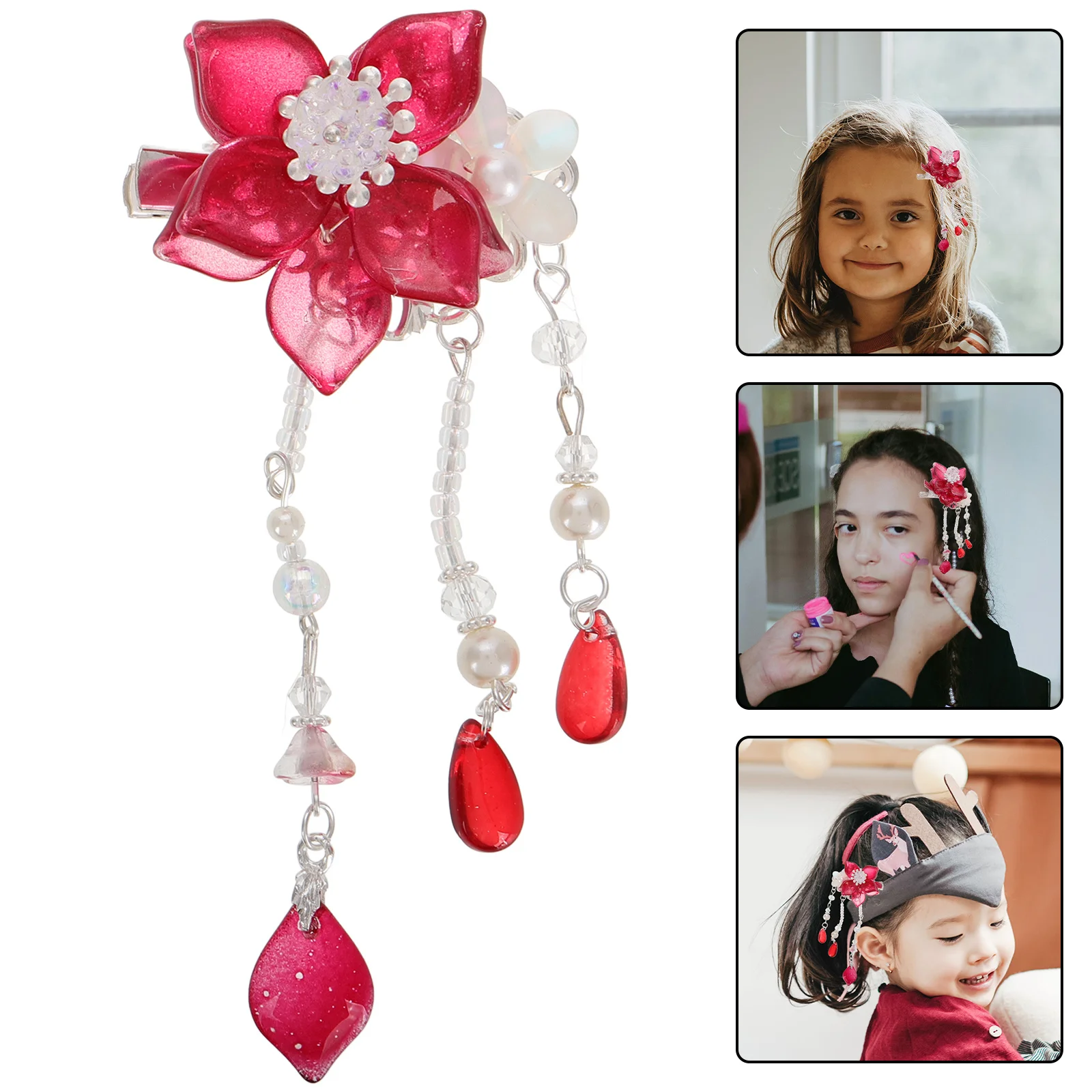 

1Pair Vintage Hairpins Chinese Style Flower Hair Clips for Kids Hanfu Hair Accessories Child Daily Wear Party Decor