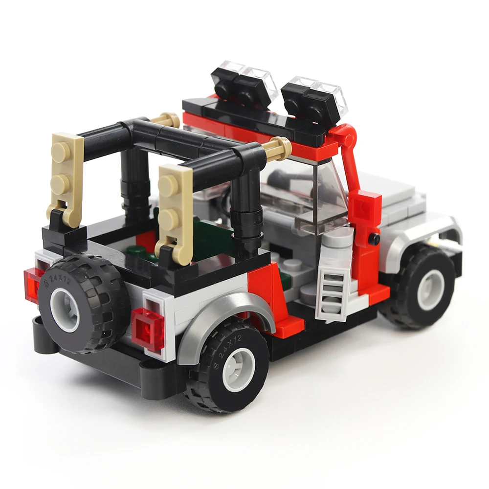 MOC-25912 Jurassic-Park Car World  Jeeps-Anti-Aircraft Bricks Building Block Vehicle Explorer Soldier Toys For Kids Gifts