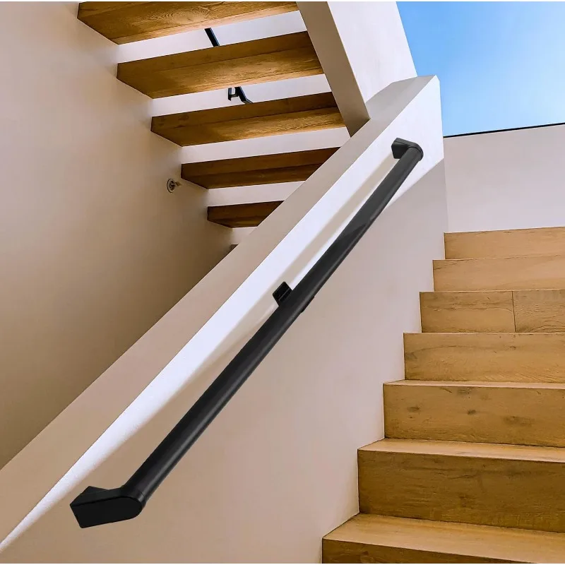 Handrails for Indoor Stairs,Railings,Outdoor Stairs Handrail,Modern Aluminum Handrail Set,Wall Mounted,Wall Return Bracket