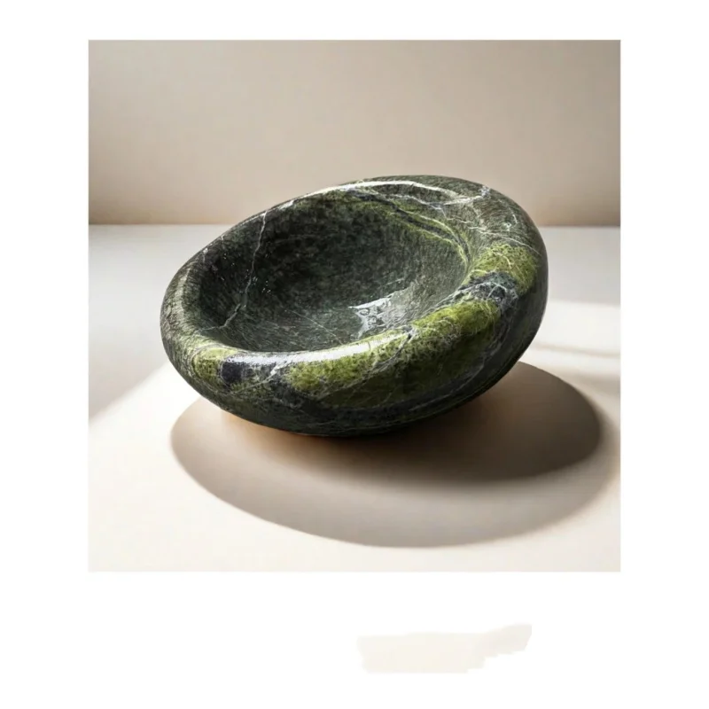 Natural marble trays, bird's nests, modern minimalist French-style model house tabletop storage items, decorative artworks