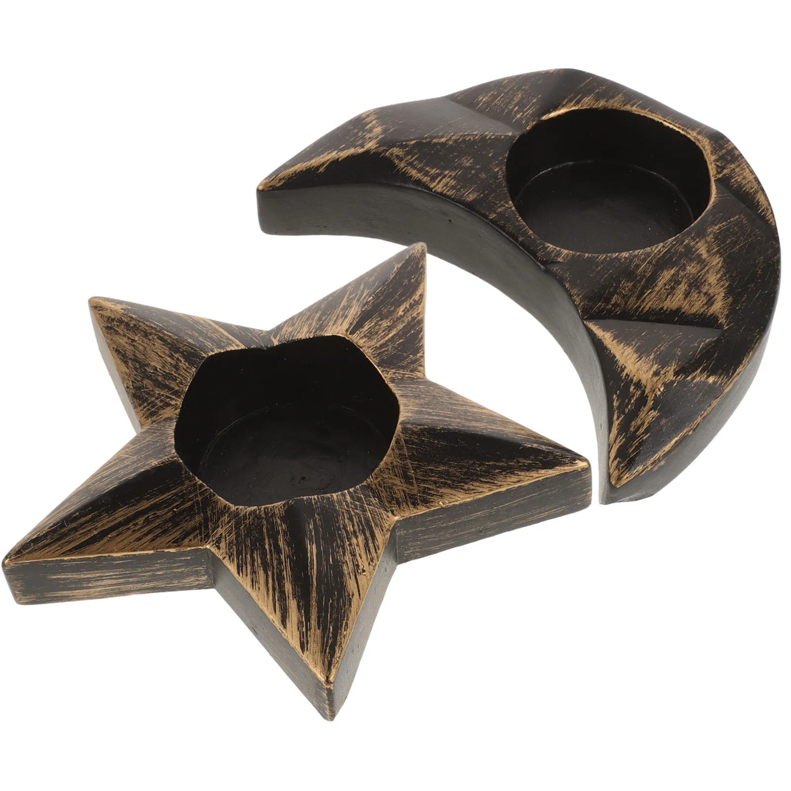 2 ชิ้น Pentagram Moon ผู้ถือถาดสีดําชาชาผู้ถือ nament ตกแต่งบ้านเรซิ่น Vintage Charm