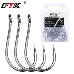 50-100PCS High Carbon Steel CHINU Fishing Hooks With Ring 5/0#-7# Freshwater Carp Fishhook Barbed Catfish Anzol Peche Tackle
