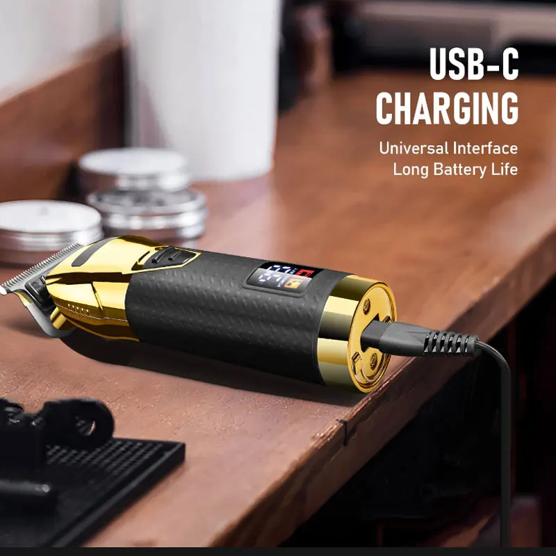 T9 USB Professional Cordless Electric Hair Trimmer para homens, Clipper, Barbeiro, Barbeador, Barba, 0mm, Máquina de corte