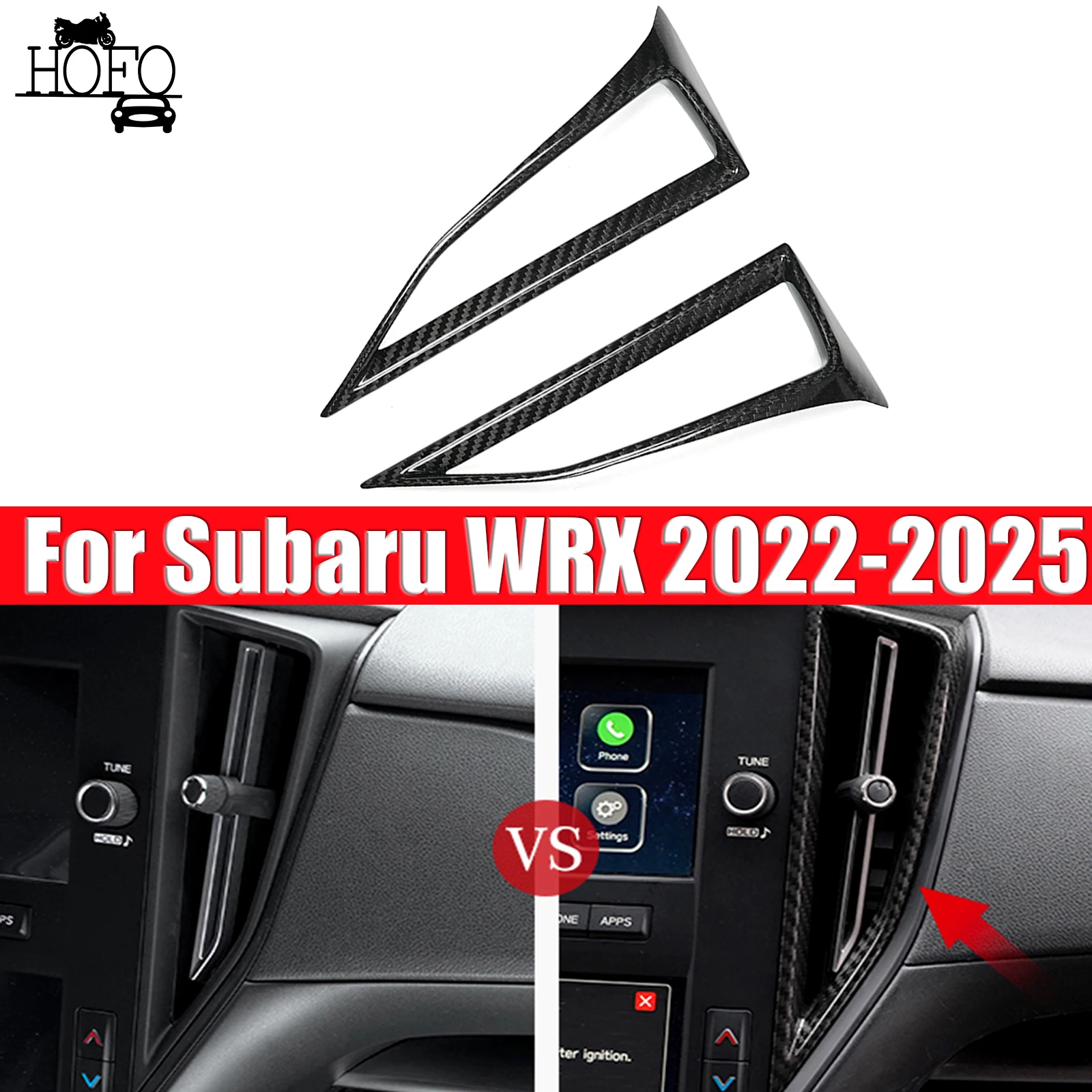 

For Subaru WRX 2022-2025 2PCS Center Air Vent Panel Cover Trim Real Carbon Fiber