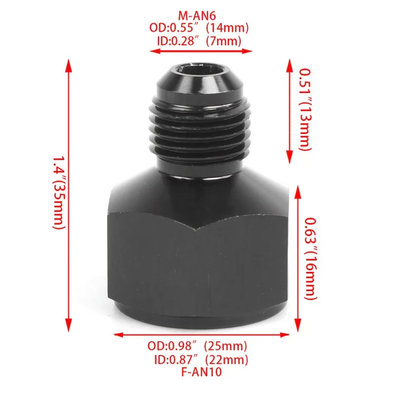 AN10-AN6 Oil Circuit Reducer Adapter Male to Female Thread Conversion Connector Auto Oil Cooler Modified Accessories