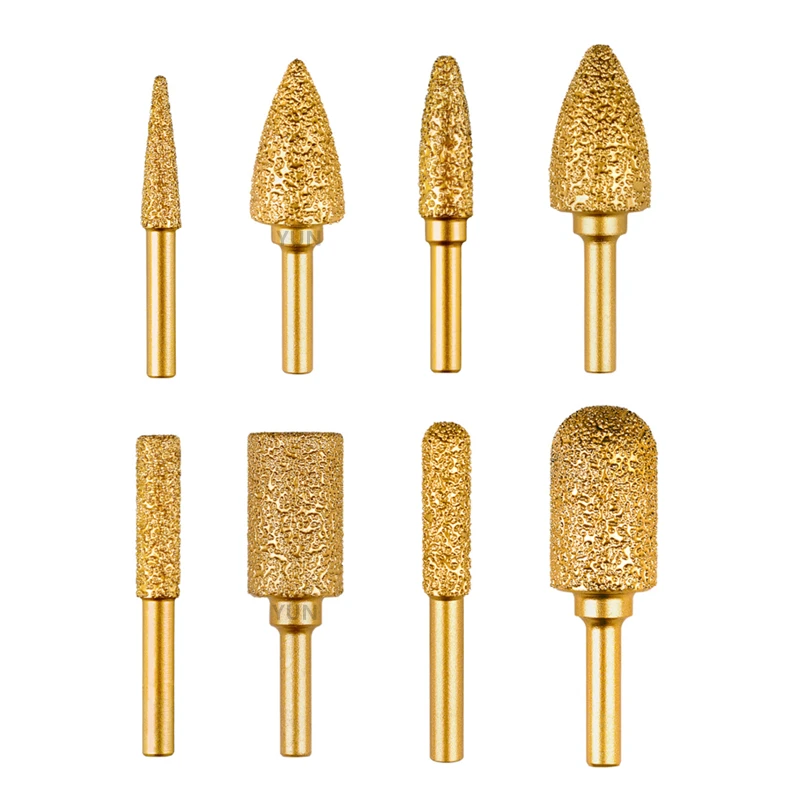 Cabeça de moagem de diamante afiar cabeça de moagem interna mão broca elétrica metal pedra polimento brasagem moagem haste Ferramenta Cnc de Metal Duro Haste de 1/4" Cortador Rotativo Arquivos Gravação 6/8/10/13/15/18