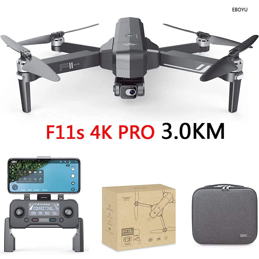 EBOYU SJRC F11s PRO 5G WiFi FPV GPS RC Drone 2-axis Gimbal 4K Camera RC Quadcopter Long Control Distance w/ Storage Bag RTF