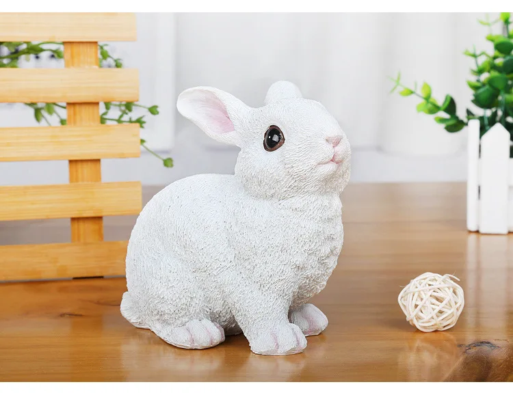Outdoor simulated animal cute little white rabbit ornament little white rabbit doll decoration garden micro landscape decoration