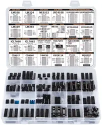 Big IC Chip Assortment 200 pcs, opamp, oscillator, pwm, Echo, eq, Timer, Driver LM339, LM393, PC817, 6N137, NE555, DS1302, UC384