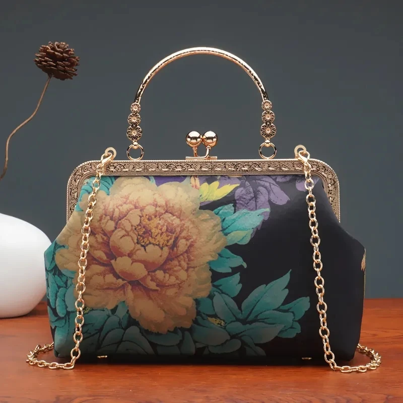 Classic Mother Gift Chic Lady Bags Lock Vintage Flowers Bag Women Bag Original Handmade Bags