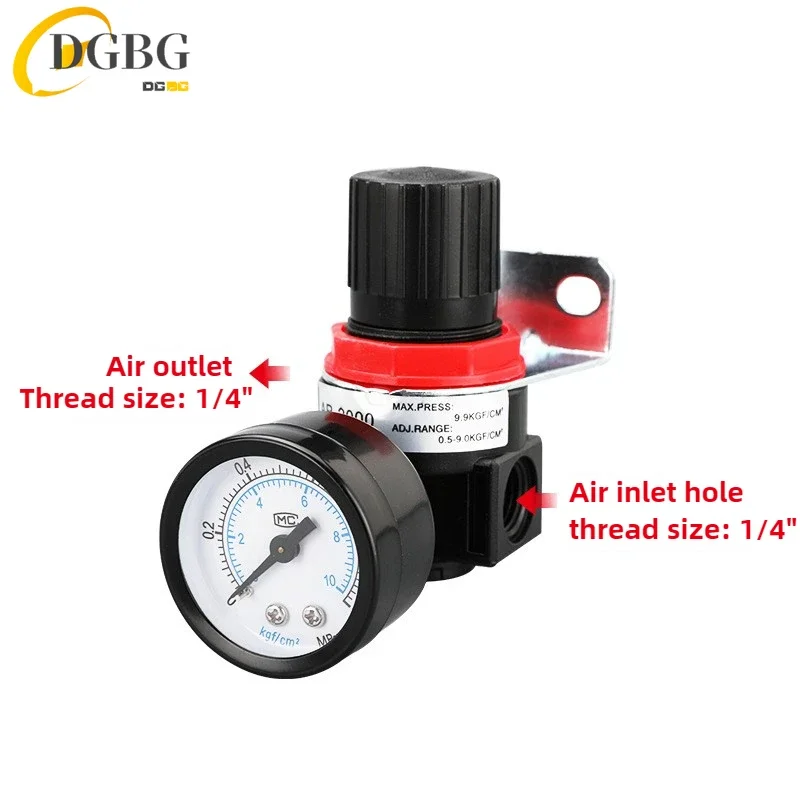 AR2000 1/4 ''Regulador de pressão de ar Controle Compressor Bomba Unidades de tratamento de regulação de gás com medidor ajustável