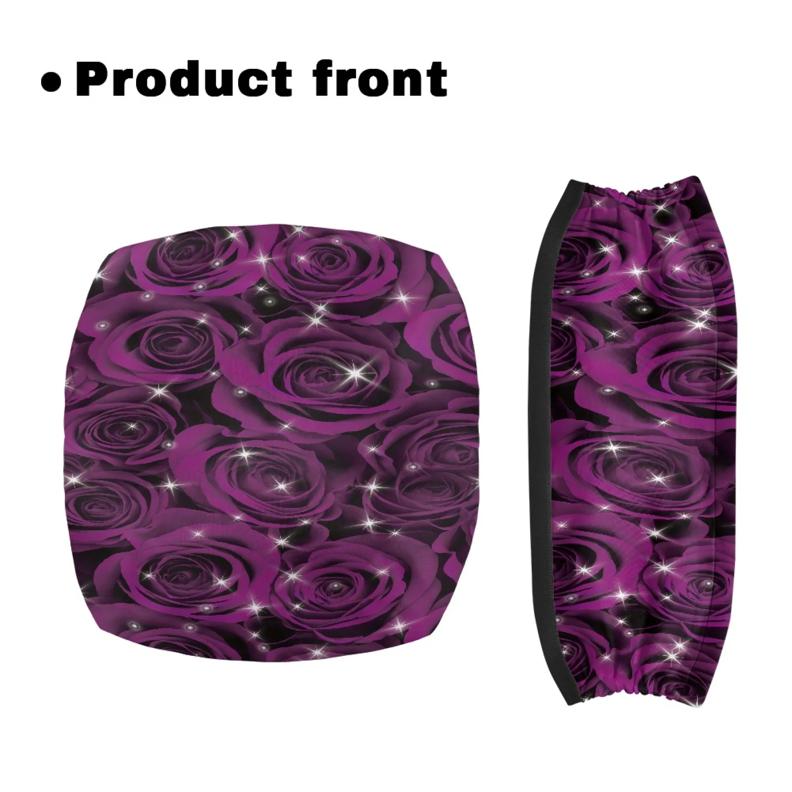 Coloranimal Purple Sparkling Roses 2PCS Rollator Seat Cover Set Polyester Fabric Rollator Walker Seat Back Cover for Women