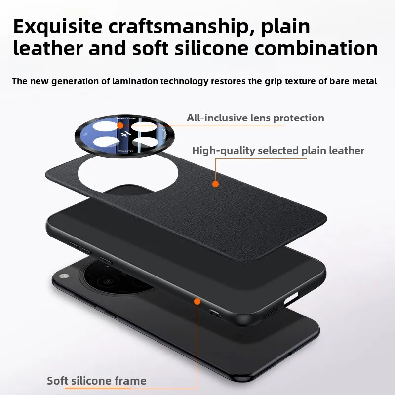 Premium Leather Case with Built-in Lens Film, OPPO Find X8 Pro, Findx8