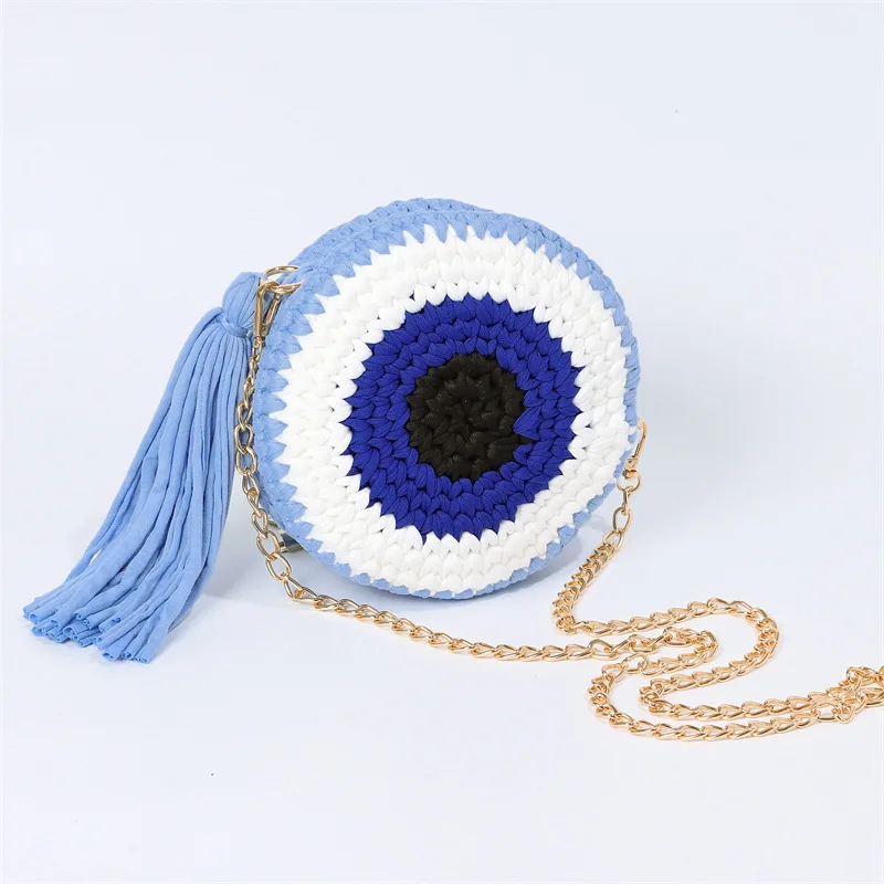 Cloth Line Woven Bag Large Capacity Big-eyed Monster Leisure Vacation Beach Bag Oblique Span Shell Bag