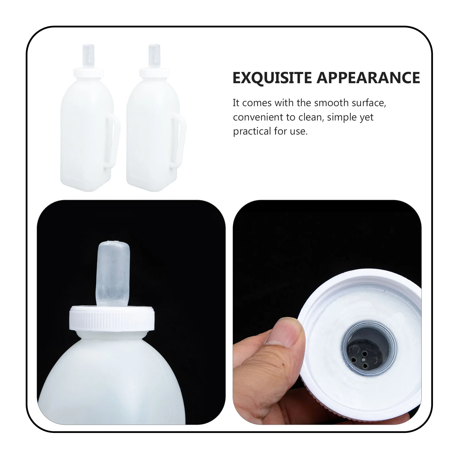

2Pcs Nursing Safe Durable Pet Feeder Calf Lamb Newborn Animals Plastic Reusable Kitten Milk Bottle Silicone Baby Bottle