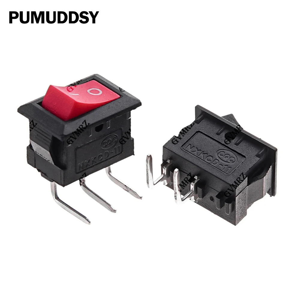 10PCS 3A 10x15mm 250VAC/6A 125VAC 10*15 KCD11 Rocker Switch 10*15mm Mini Push Button Switch ON-OFF / ON-OFF-ON 2 Pins / 3 Pins