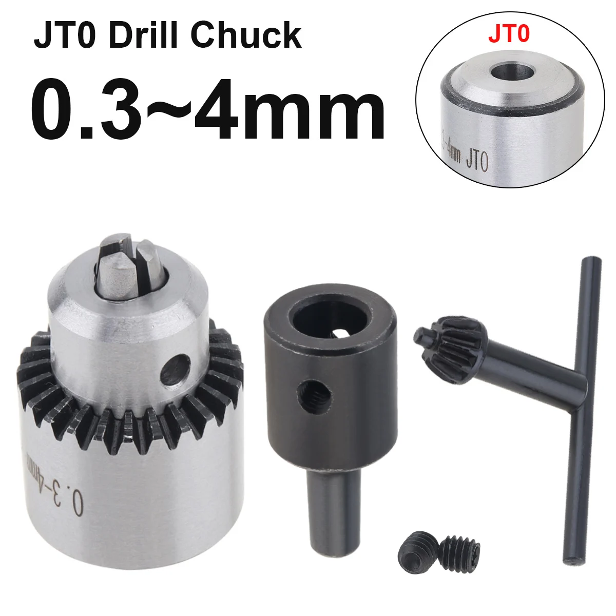 0.3-4 mm JTO 1/4'' Chuck Inner Hole Diameter Drill Collet Chuck with Hexagon Key Wrench, JT0 Drill Chuck Connecting Rod Sleeve