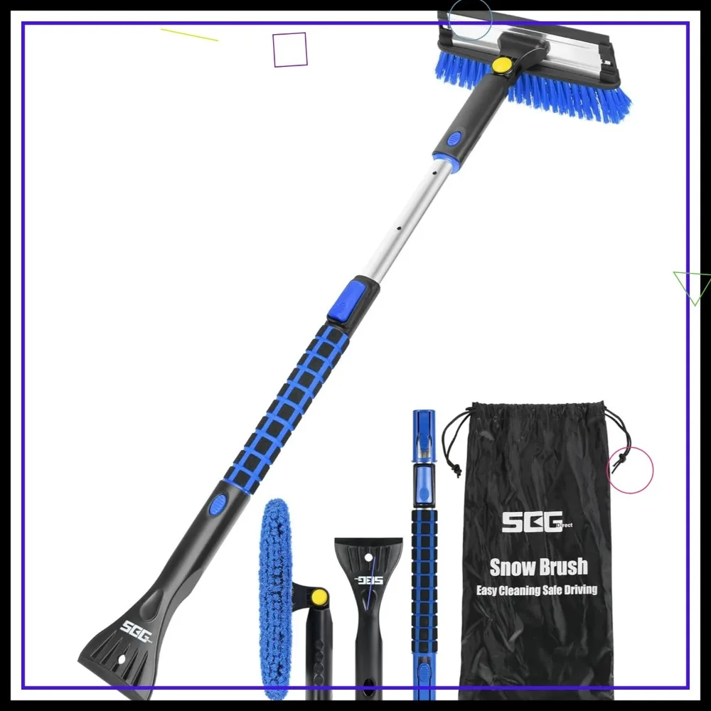 

Extendable Snow Brush with Squeegee Ice Scraper for Car Truck SUV, Lightweight Anti-Freeze Durable Black Blue