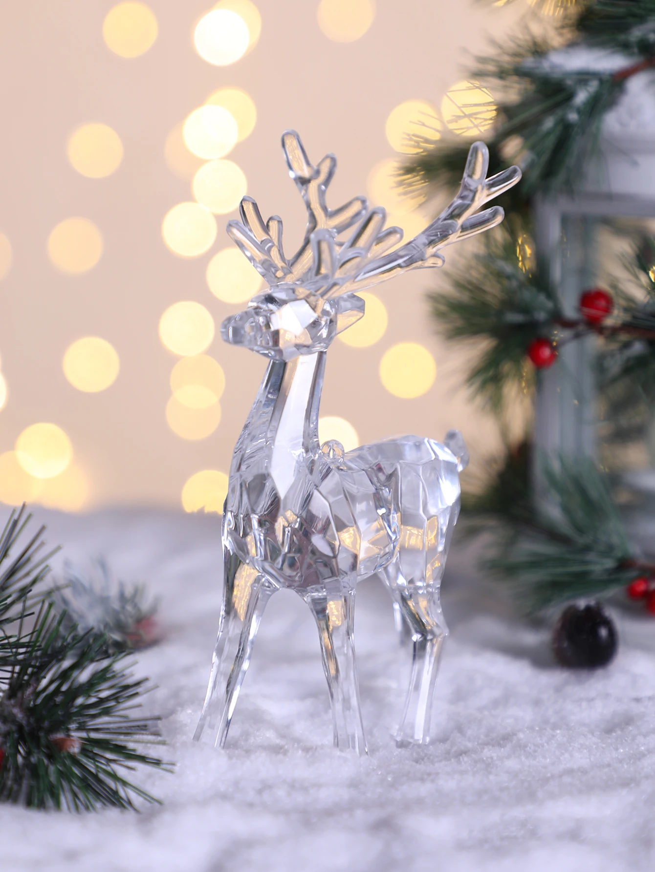 Plastic Crystal Deer Figurines Transparent Reindeer Desktop Ornament Christmas Decoration Desk Accessories Furniture For Display