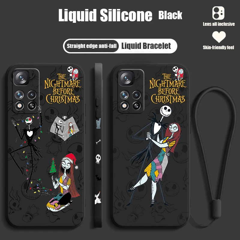 The Nightmare Before Christmas For Xiaomi Redmi Note 13 12 11T 11S 11E 10S 10T 10 Pro Plus Lite Liquid Left Rope Phone Case