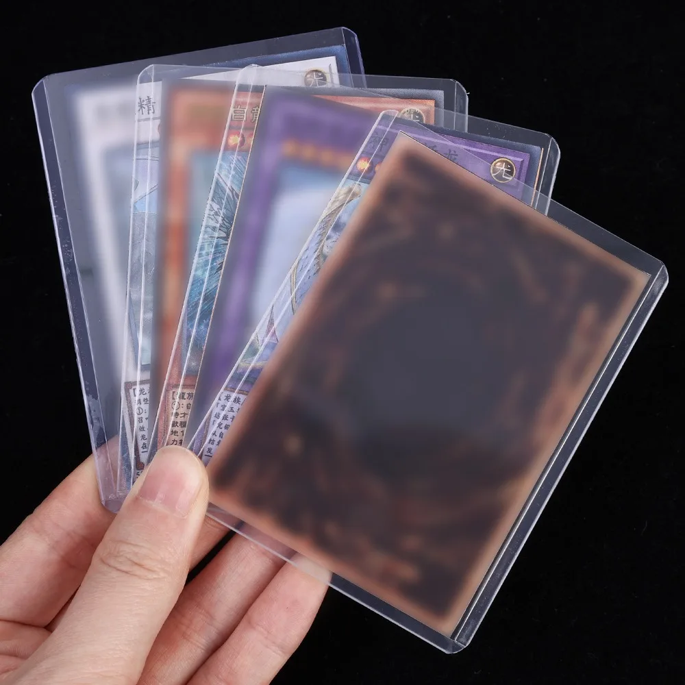 Protectores de tarjetero transparentes, 1-20 piezas, ídolo Kpop, sesión fotográfica, fundas impermeables para tarjetas, soportes de exhibición de tarjetas triangulares acrílicos 2 en 1