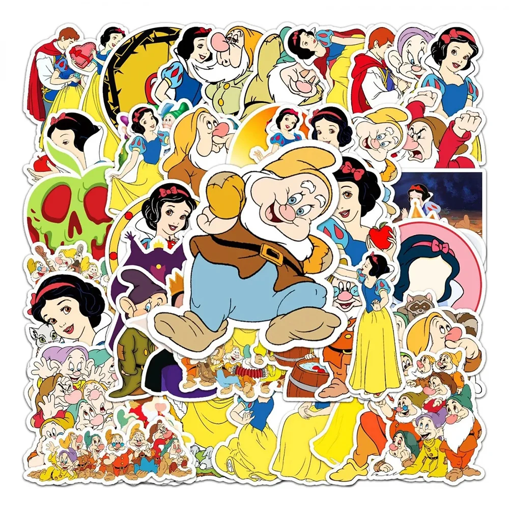 Pegatinas de princesa Disney Kawaii, calcomanías de dibujos animados Blancanieves, impermeables, papelería decorativa, diario, portátil, 10/30/50 piezas