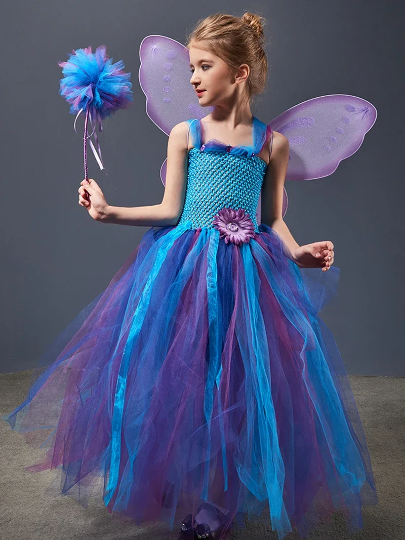 Tutu Cosplay en maille pour filles, vêtements de danse pour enfants, costume de performance animal elfe mignon, robe de princesse pour fête d'Halloween et carnaval