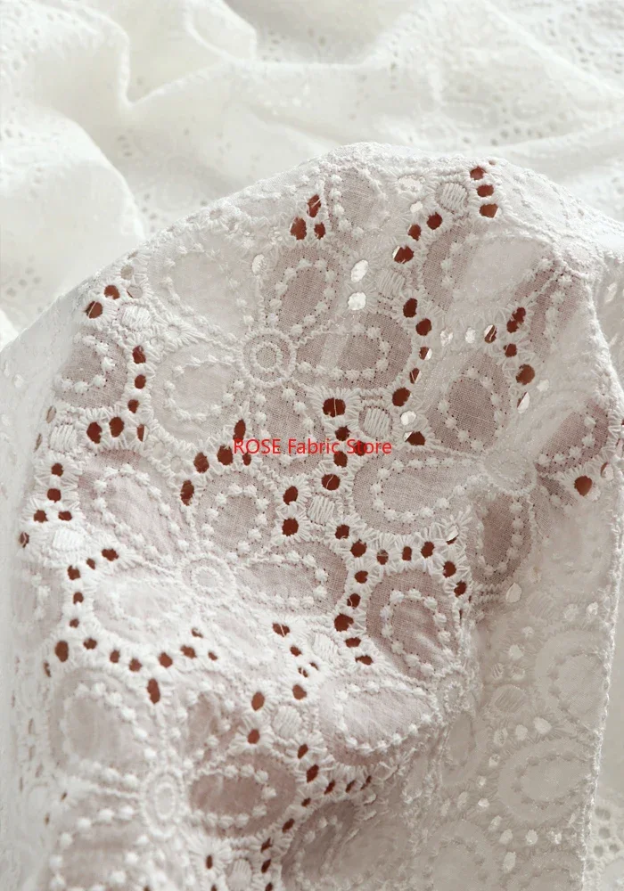 Flower Embroidery Cotton Fabric Flower Hollow Cloth For Shirt, Dress, Children's Clothing, tops, table cover, costumes design