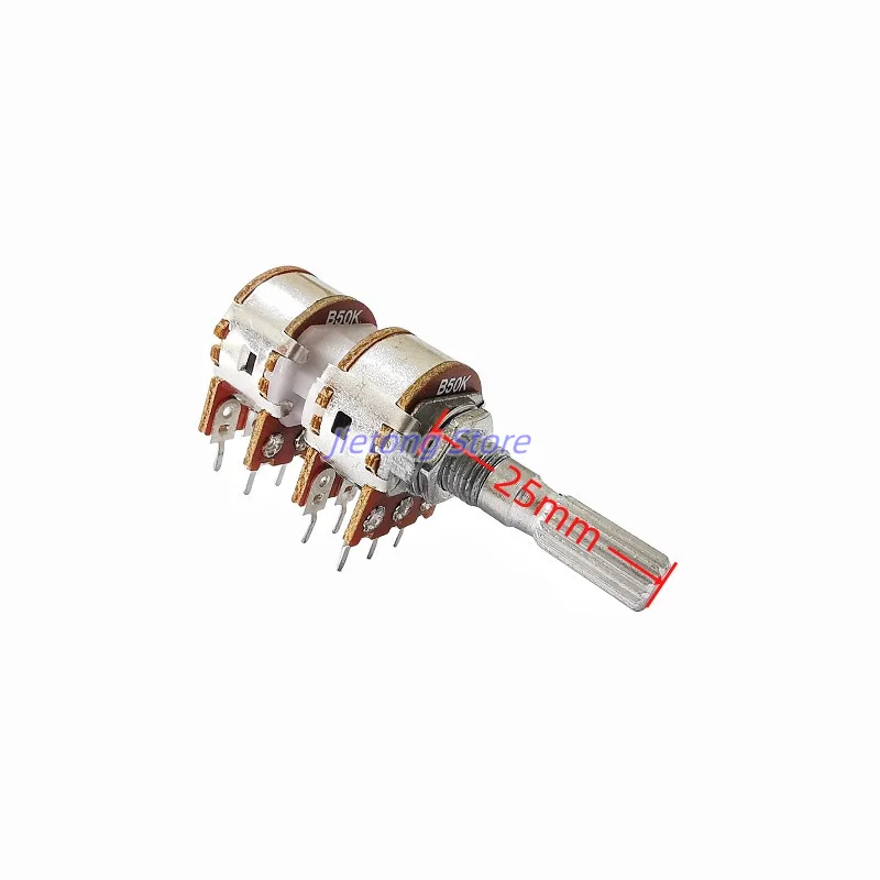 1pc WH148 RK163 Potentiometer 4 Channels 12Pins B50KX4 B100KX4 Audio Volume Amplifier Handle Length 25mm Plum Shaft