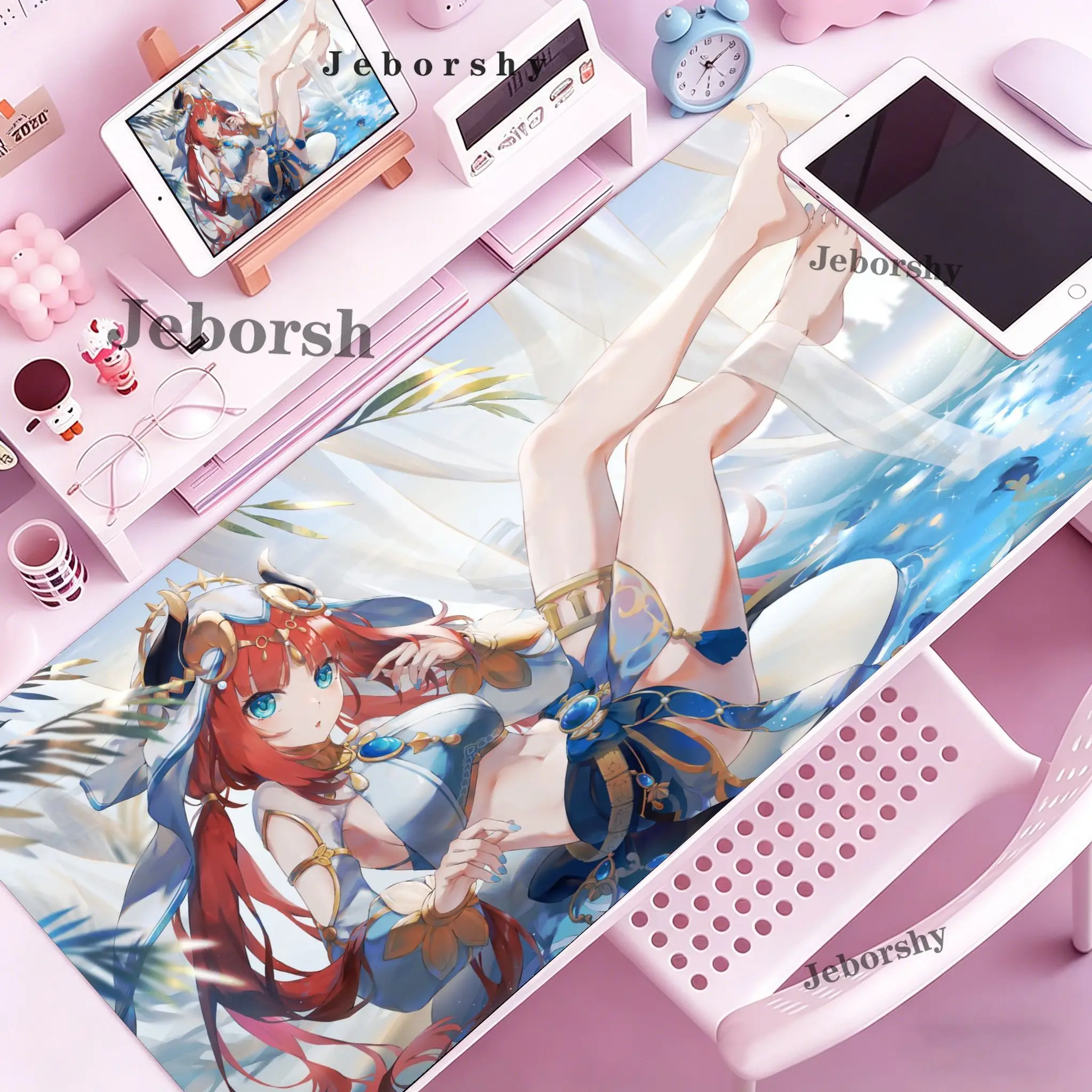 Game Genshin Impact Nilou Mouse Pad Large Non-Slip Waterproof Mat Stitched Edge Keyboard Pad for Gaming Daily Office view 3