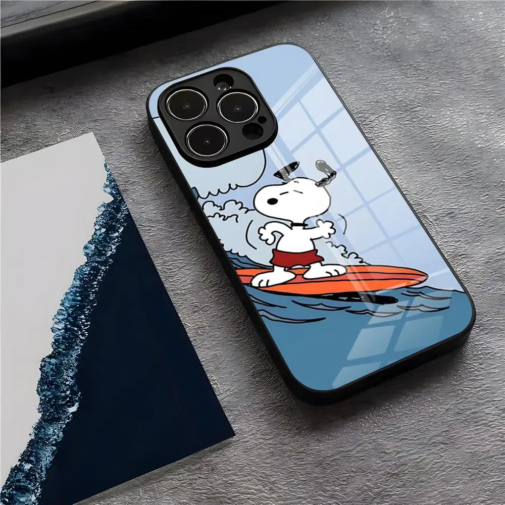 Anime S-Snoopys Phone Case For IPhone 17 Pro Max 15 Pro 16 14 Plus 12 13 Mini 11 Pro Shockproof Glass Cover view 3