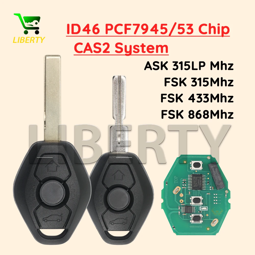 

Чип Ly ID46-7953, ключ HU58 HU92 для BMW 3/5 7 E46 E60 E83 E53 E36 E38 E39, 3 кнопки, 315/433/868 МГц, система CAS2, автомобильный дистанционный ключ