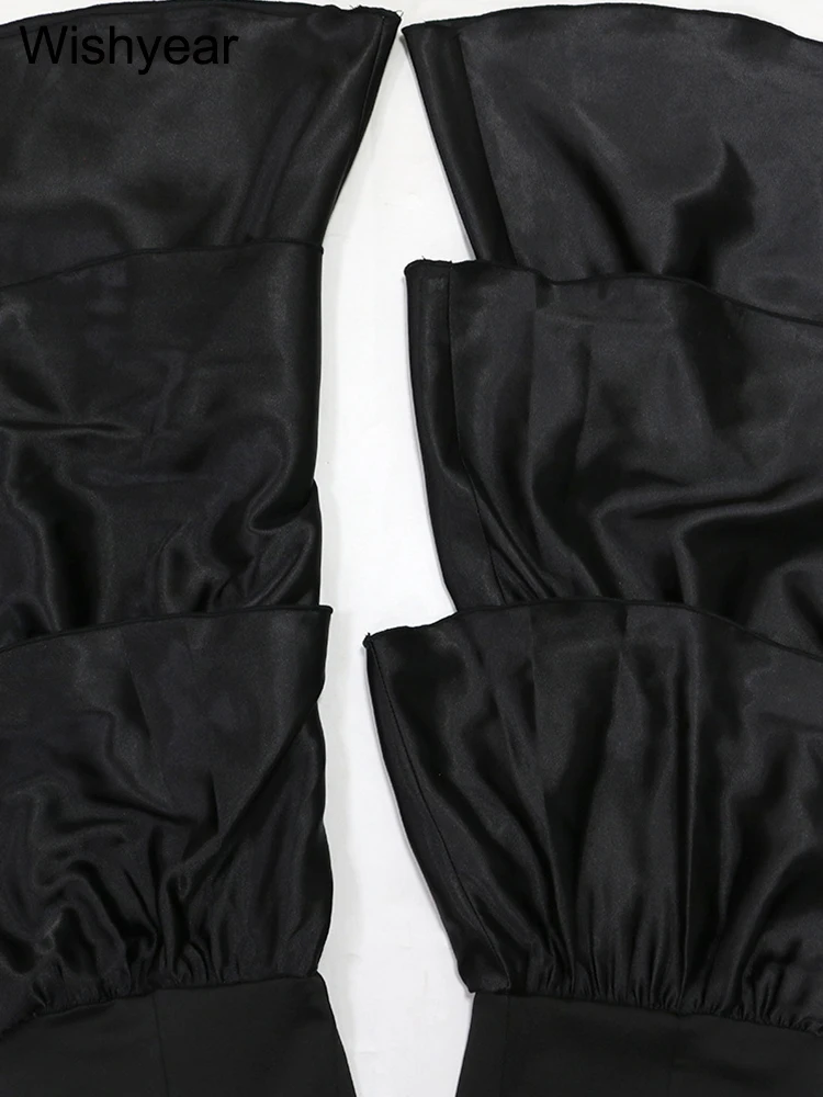 Nuove tute intere da donna nere senza spalline senza maniche pagliaccetti sexy slim fit lunghi volant pantaloni svasati night club anche tute