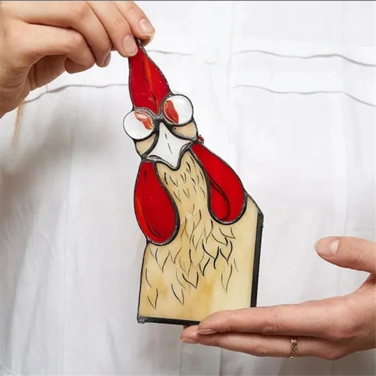 

AD30-Funny Window Corner Decor - Peeping Rooster, Funny Rooster Stained Bird Window Corner Decor, Rooster Yard Decor C