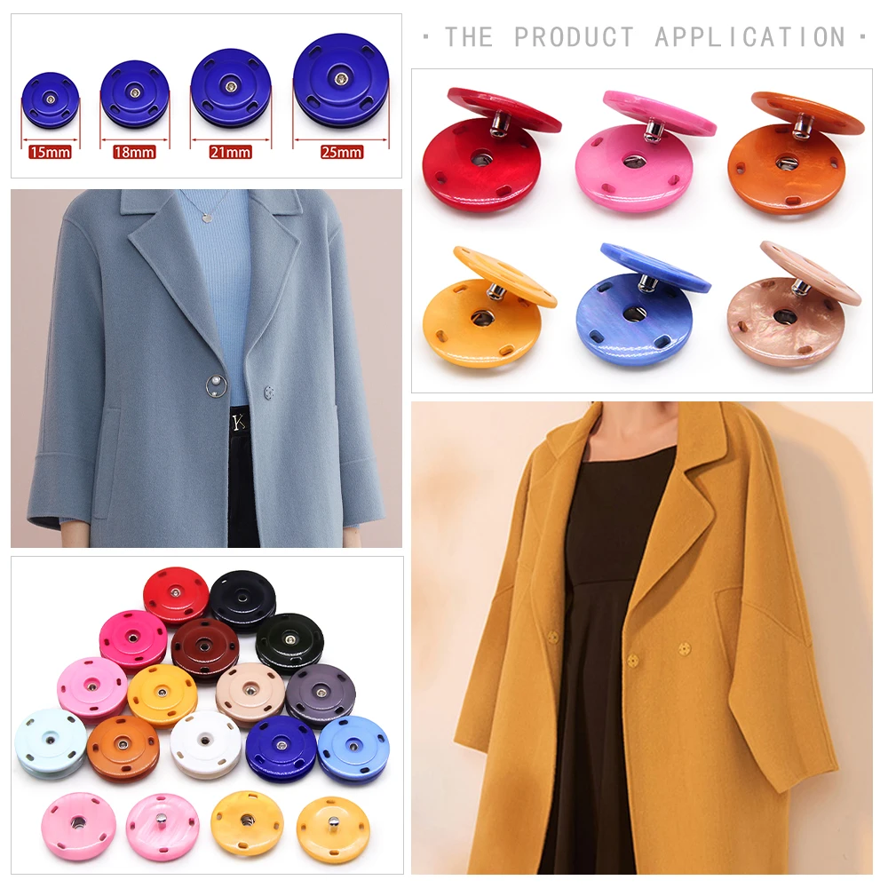 New high quality 10pairs/lot colorful invisible snap fashion button Fasteners Press sewing overcoat Button garment accessory DIY