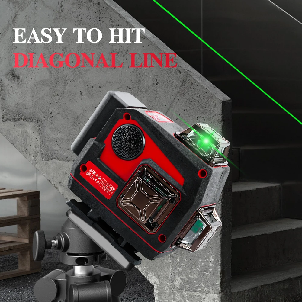Milwaukee 16 Lines 360° 4D Green Light Self-Leveling Laser Levels with Bluetooth speaker Horizontal And Vertical Cross Line Tool