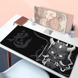 Anime Oni Mouse Pad Gamer Japanese Desk Mat Large Mousepad Xxl Gaming PC Accessories for Computer Black 400X900 Mouse Rug Laptop