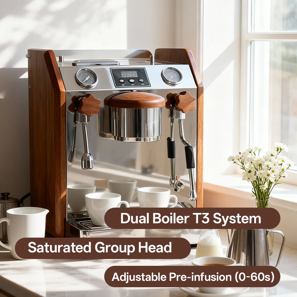 Commercial Dual Boiler PID Controlled Coffee Maker Professional Semi Automatic Compact Espresso Machine  for Business Use