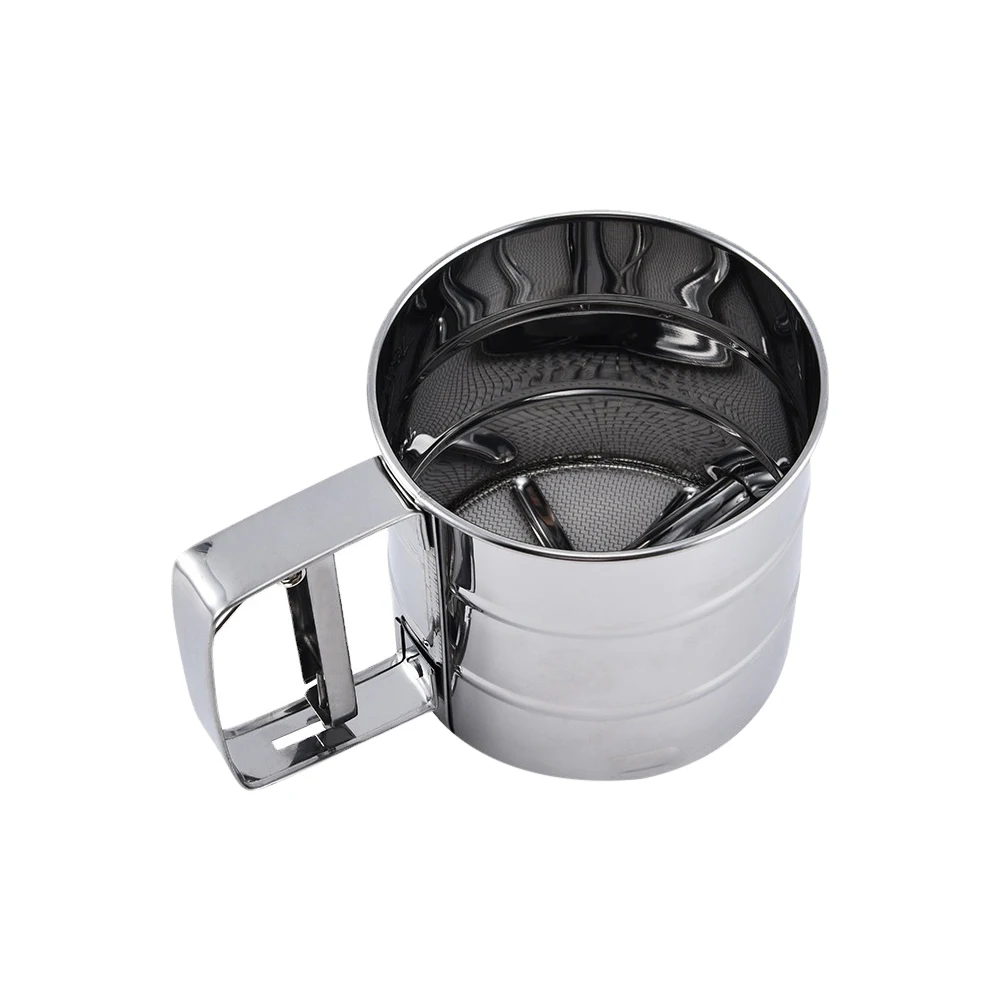 

Stainless Steel Mesh Shaker Sieve Cup Crank Flour Sifter Handheld Flour Sifter Baking Sieve Cup Kitchen Baking Supplies Gadgets