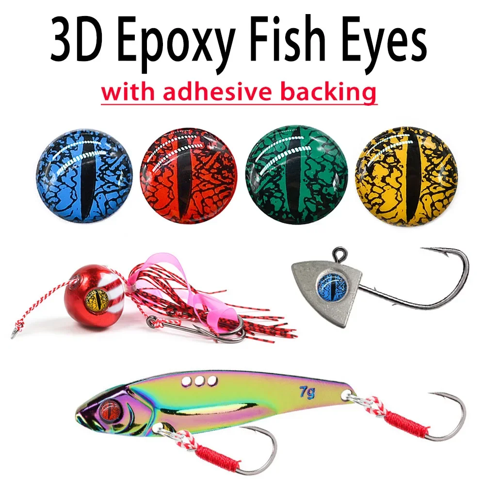 MNFT 100Pcs 3D Fishing Eyes Fly Bait Lure Making Material for Saltwater, 6mm/8mm/10mm/12mm