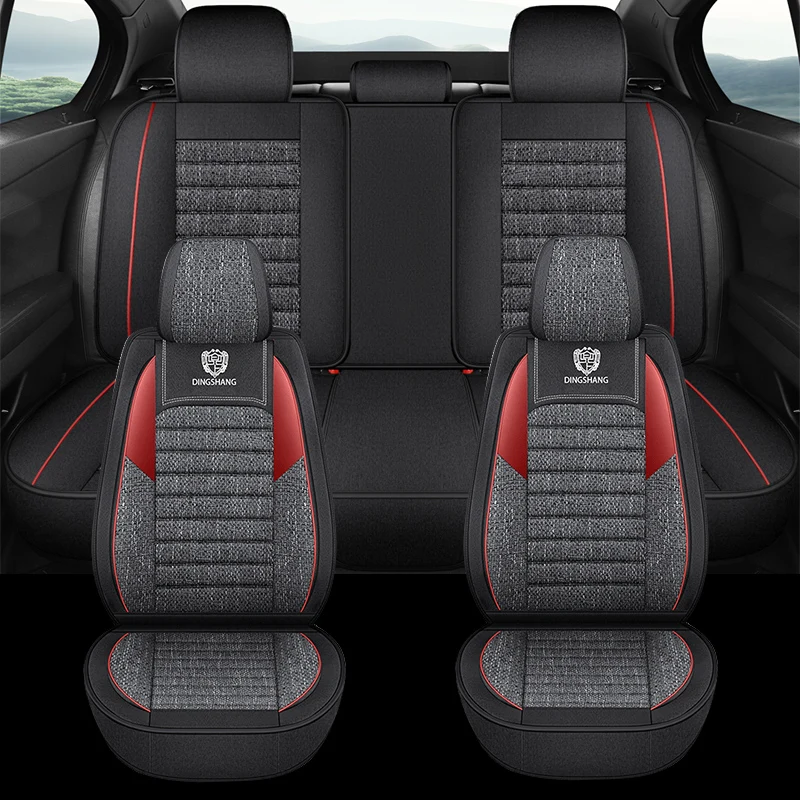 

5-seater Luxury linen car seat covers, soft, comfortable, breathable, simple style, anti-slip, suitable for most vehicle models