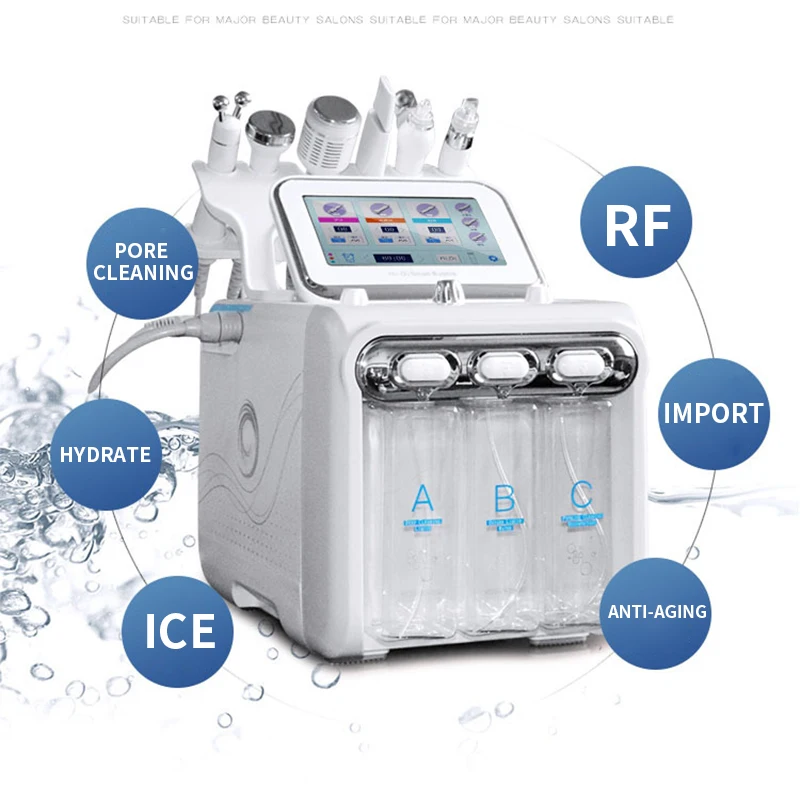 6-in-1 vacuüm gezichtsreiniging Hydrowater Zuurstof Jet Peel Machine Ance Pore Cleaner Gezichtsmassage Kleine bubbel Huidverzorgingsapparaat