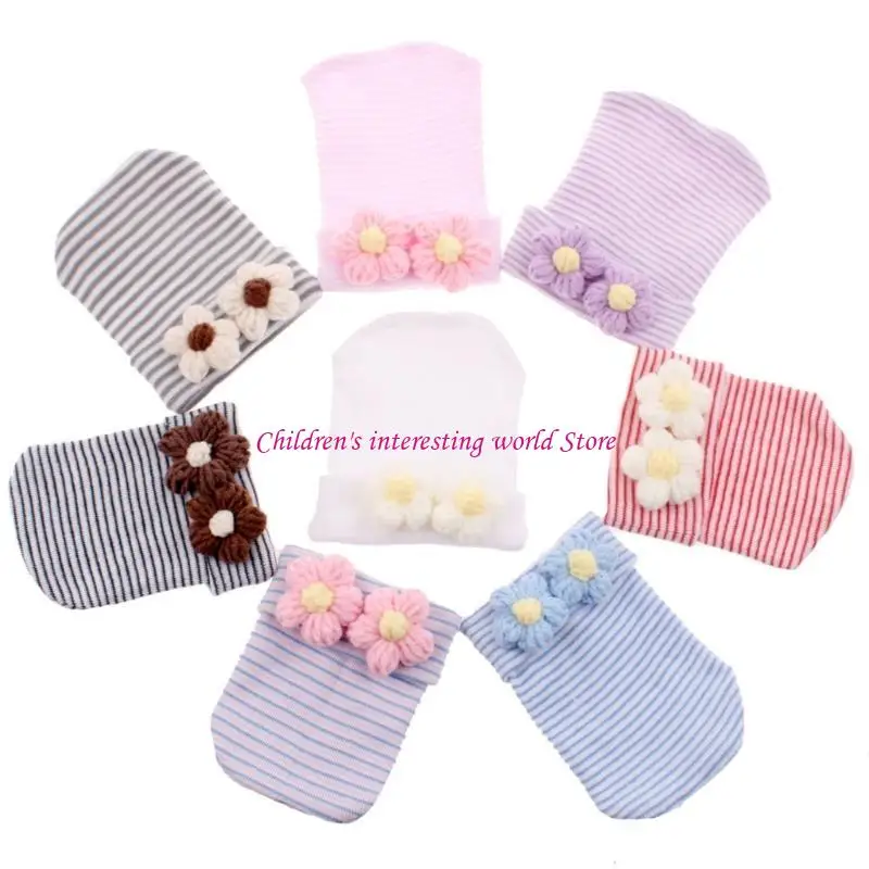 

Soft & Stretchy Baby Caps Infant Stripe Bonnet Hat Designed for Delicate Heads 425F