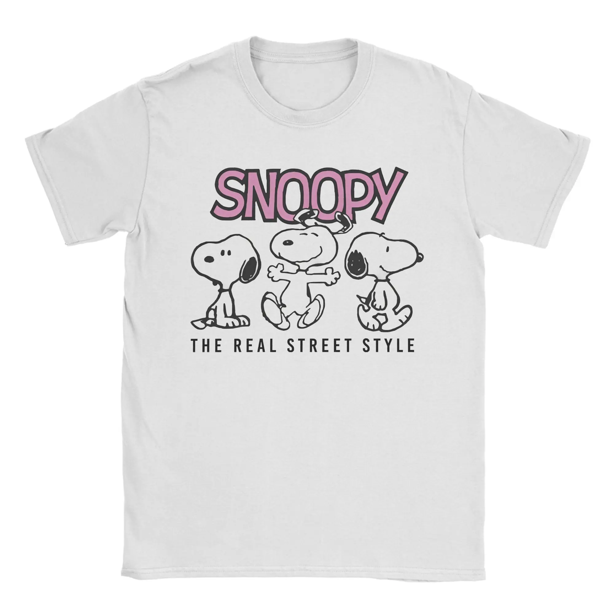 Camiseta Snoopy The Real Street Style para homens e mulheres, 100% algodão, camiseta engraçada de manga curta com gola redonda, camiseta plus size