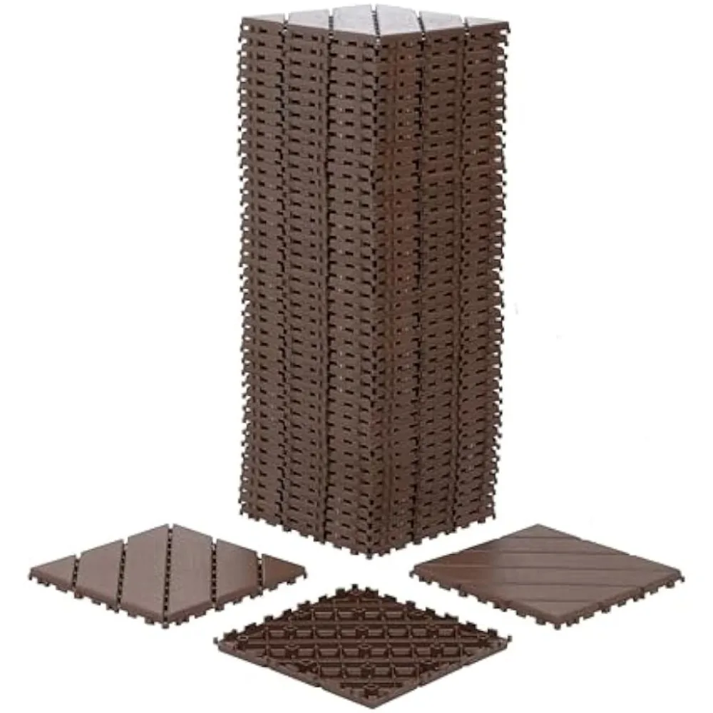 

Decking Floor Outdoor Terrace Slab Plastic Interlocking Deck Tiles 11.8”x11.8“Square Waterproof Patio Deck Garden Furniture Sets