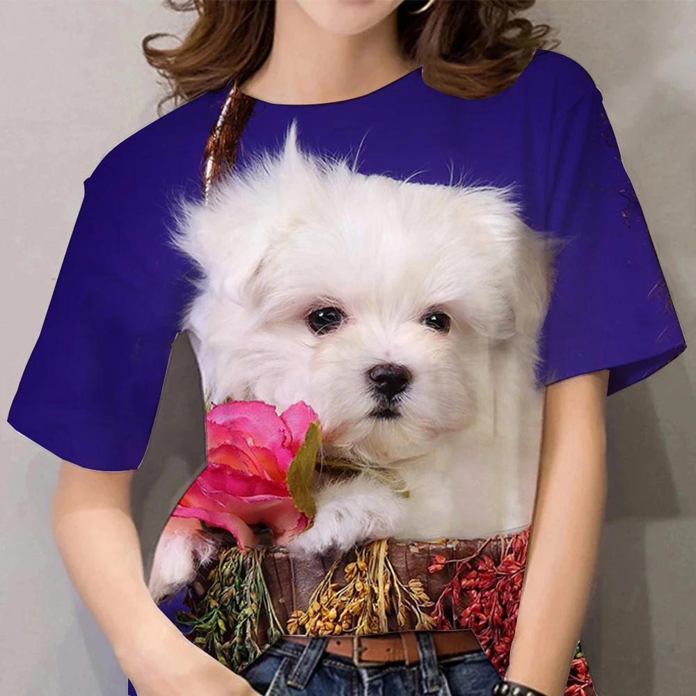 Dog Animal 3D Printed T-Shirts Woman T Shirt Ladies Fashion Casual Streetwear Oversized Tops Tees Women\'s Harajuku Y2k Clothing