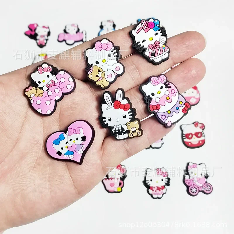 23 pz/set Cute Hello Kitty Shoe Croc Charms accessori per gatti decorazione Cartoon Animal for Hello Kitty Sanrio donna regalo per bambini